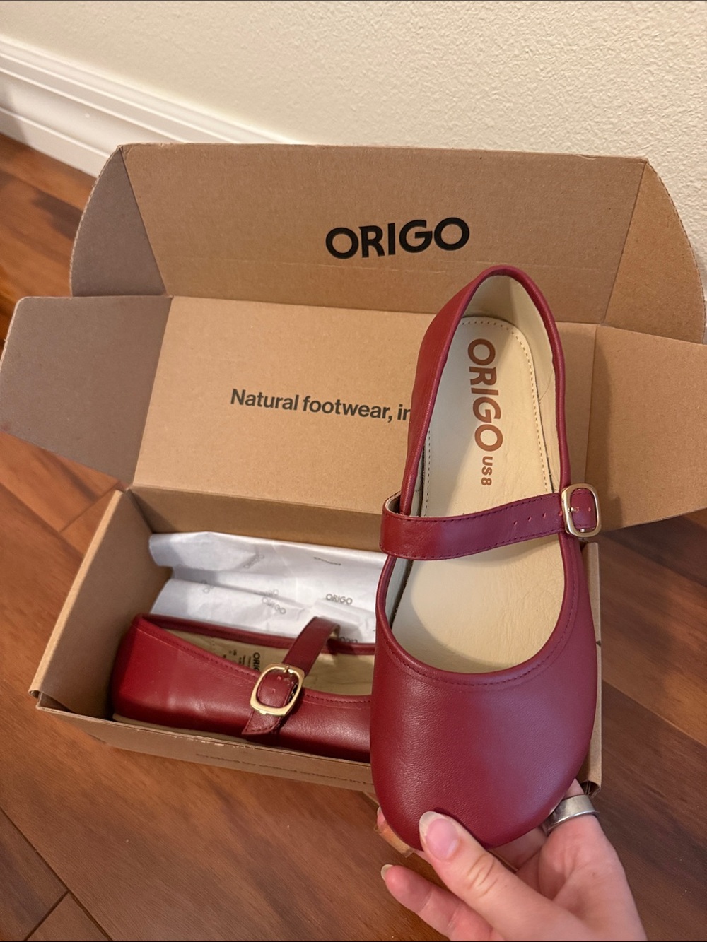 New Origo Womens Mary Jane Flats in Brick Barefoot shoes size 8